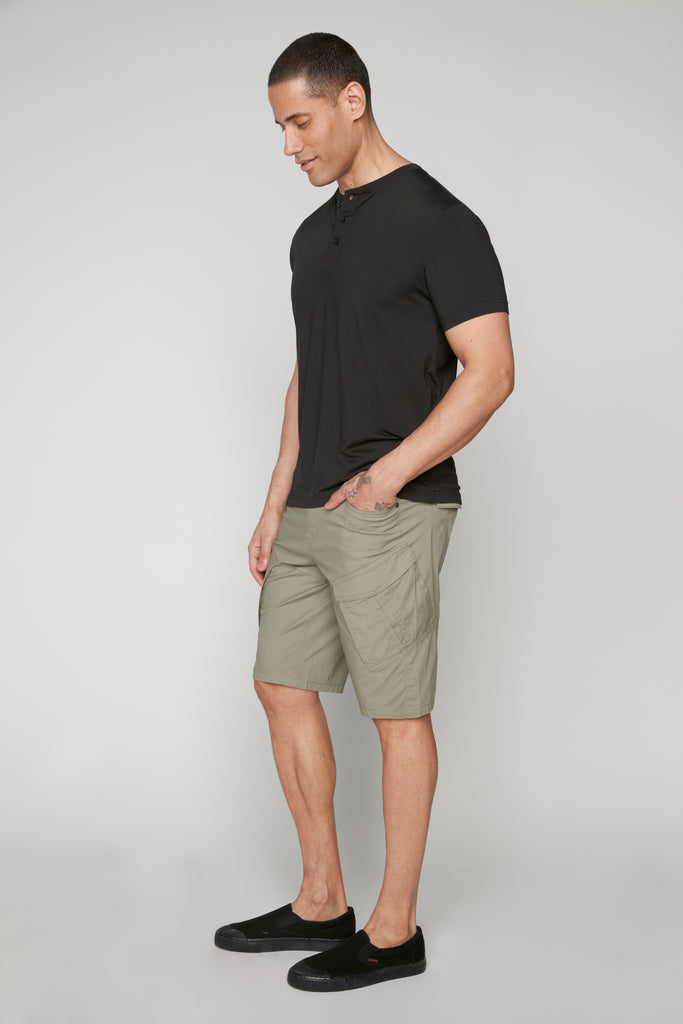 KRAVITZ - Mens 5-Pockets Pull-On Cargo Poplin Shorts - Light Olive DNM.WORKS™