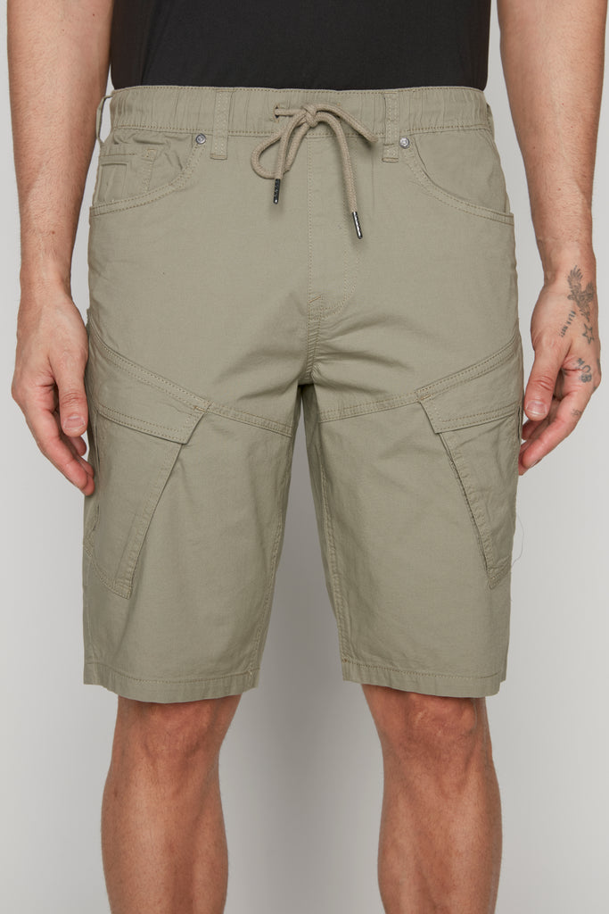 KRAVITZ - Mens 5-Pockets Pull-On Cargo Poplin Shorts - Light Olive DNM.WORKS™