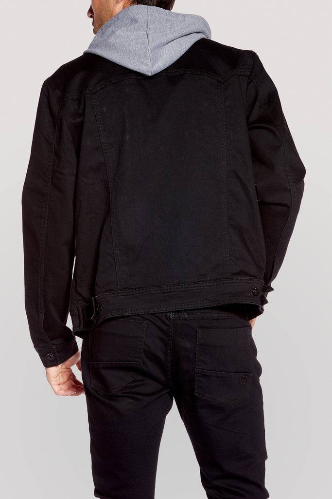 Men's Denim Jacket With Built-In Hood - Black BAUHAUS