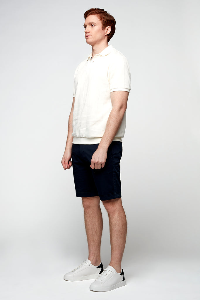 BILLY - Elastic Waist Roll Up Shorts - Navy s-l-a-c-k-e-r™