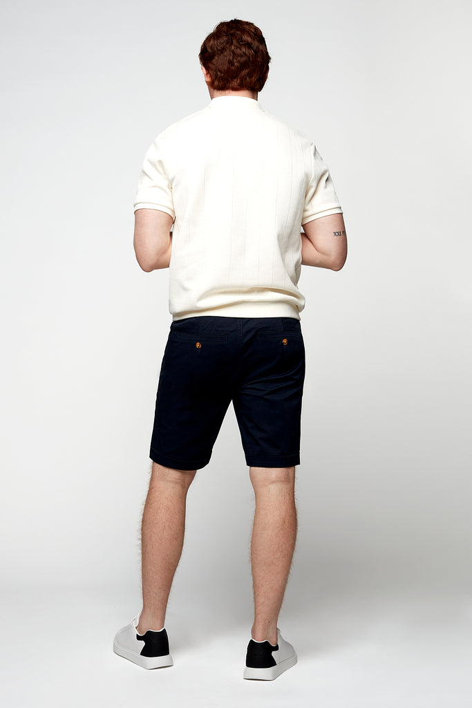 BILLY - Elastic Waist Roll Up Shorts - Navy s-l-a-c-k-e-r™