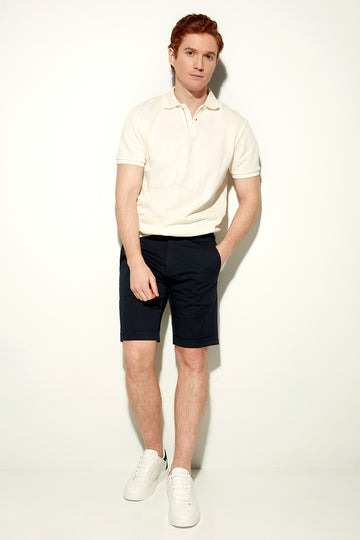 BILLY - Elastic Waist Roll Up Shorts - Navy s-l-a-c-k-e-r™