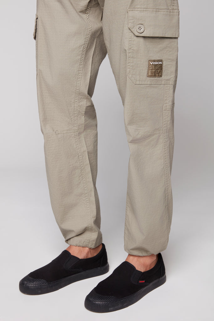 GELFAND - Loose Fit Cargo Pant with Adjustable Hems - Light Olive Ripstop VISION STREET WEAR