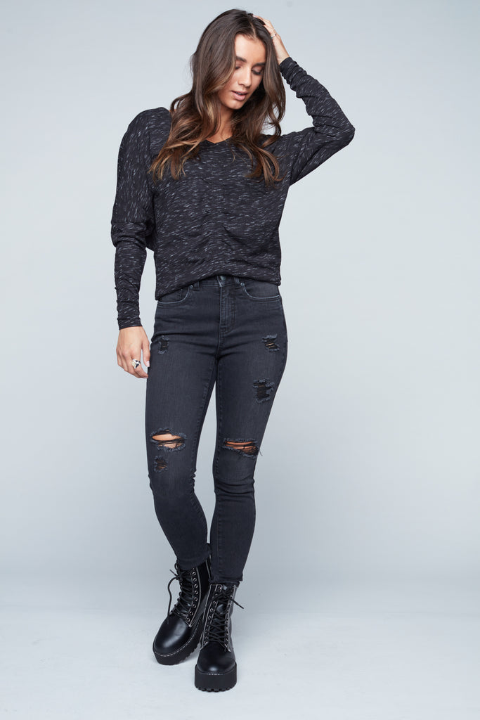 Coated Skinny Denim in Black - FINAL SALE - Grace and Lace