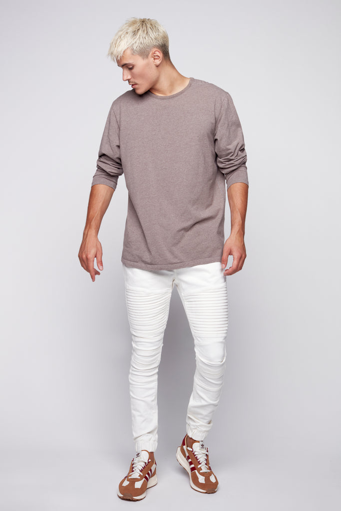 JACKSON - 5 Pocket Moto Pintuck Jogger - Off White - DENIM SOCIETY™